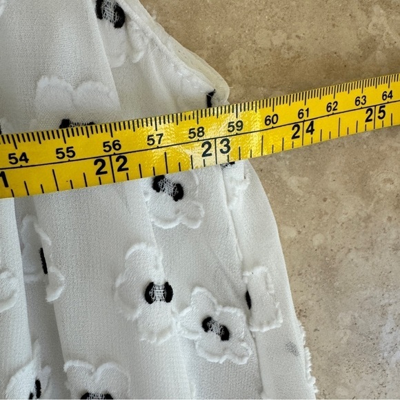 Current Air White Floral Tie Neck Ruffle A Line Swing Womens Size M Knee Length - Picture 10 of 15